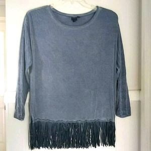Lulululu soft  heather blue fringed top